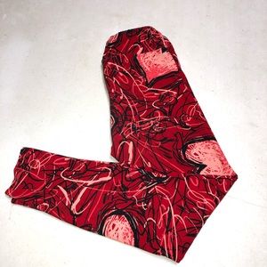 EUC LLR LuLaRoe OS one size Valentine leggings